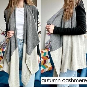 Autumn Cashmere Maternity Nursing Colorblock Gray Cashmere Wool Cardigan M #3